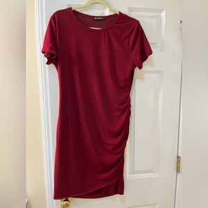Woman’s tshirt dress with gathering on one side